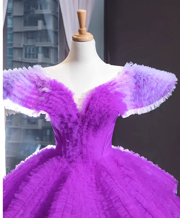 Purple gradient dress new performance dance suit chorus competition suit national costume skirt performance costume