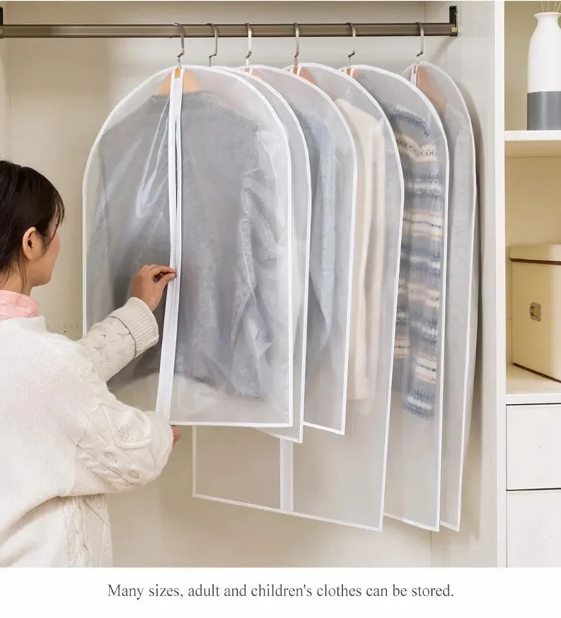 Description Picture 6 of itemClothes Hanging Transparent Dust Proof Cover Waterproof Hang Dust Cover with Zipper Clothes Storage Bag Clothes Organizers