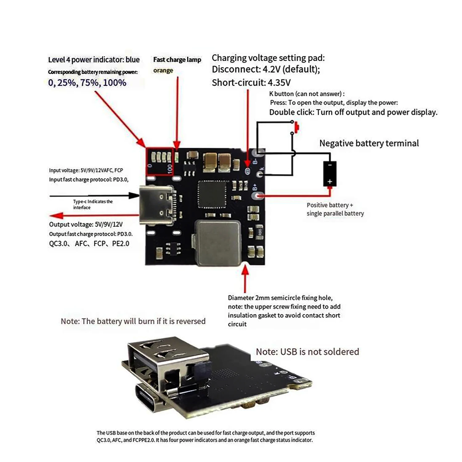 รูปสินค้า โมดูลชาร์จเร็ว PD3.0 18W สำหรับแบตเตอรี่ลิเธียม