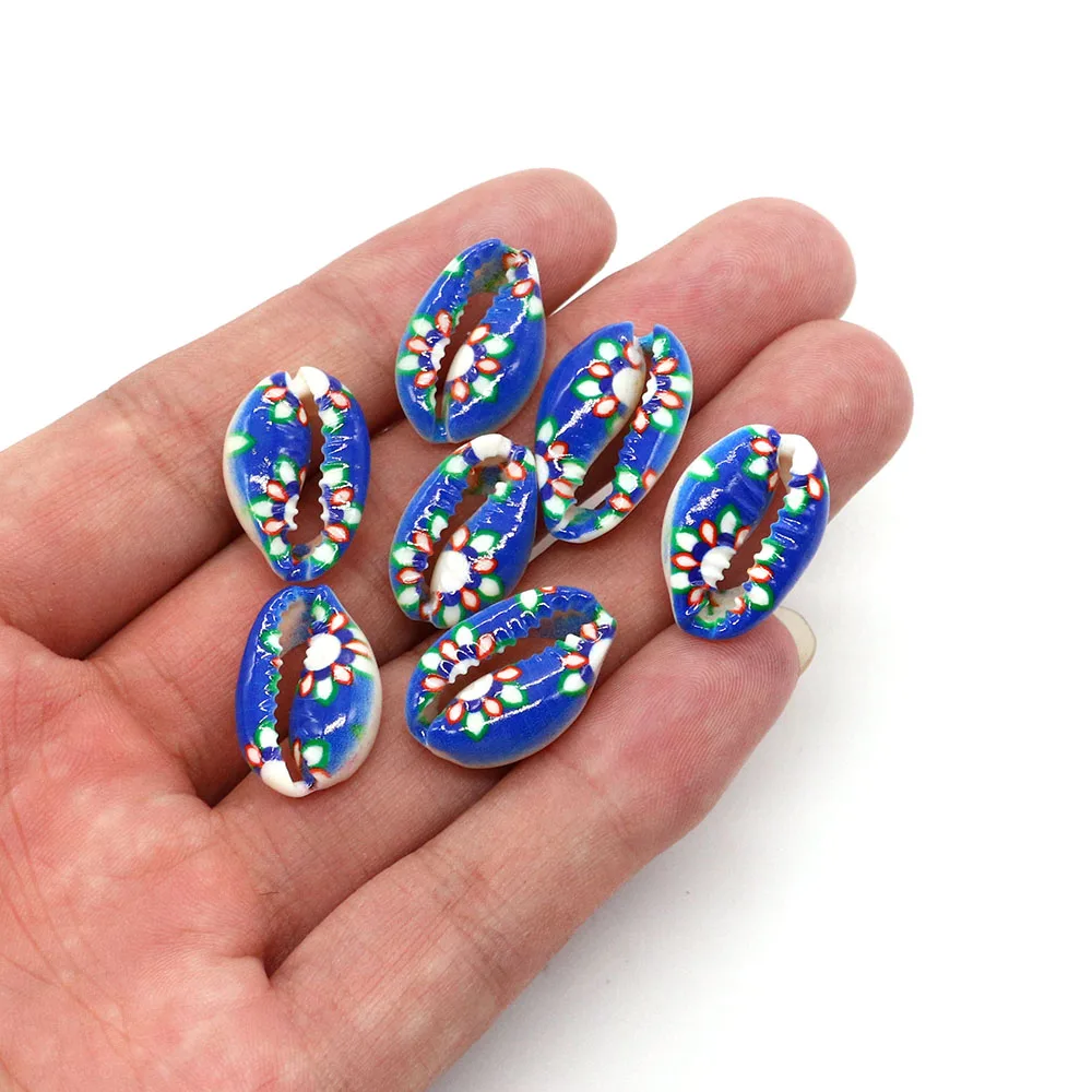 

New 5pcs Natural Conch Shell Printing Beads with Chinese Style Printing DIY Production Charm Bracelet Chain Pendant Wholesale