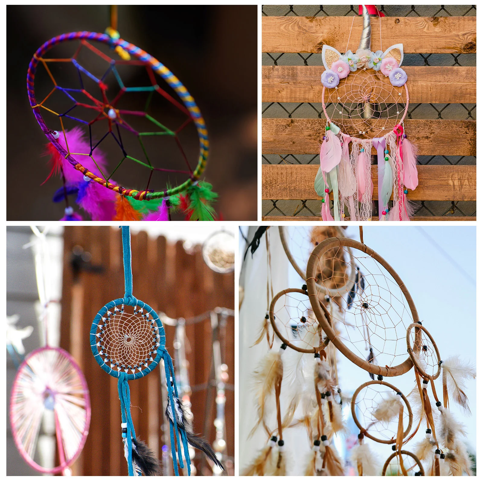 

Dream Catcher Ring Round Metal Circle Embroidery Hoop Wind Chime Hanging Dream Catcher Dreamcatcher DIY Craft Accessories