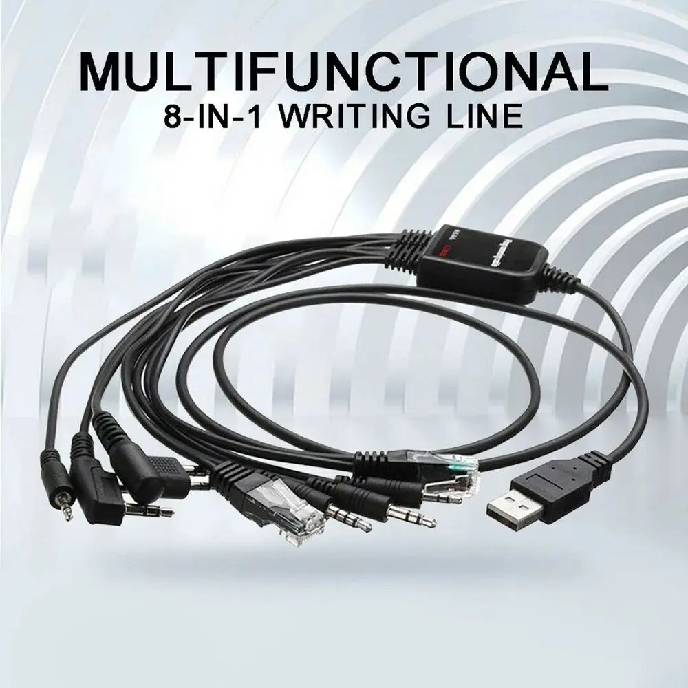 

Universal 2 Way Radio USB Adapter 8 in 1 USB Programming Cable Walkie Talkie Wires Data Wire for Baofeng