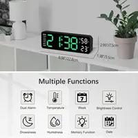 12inch Smart Mute LED Electronic Wall Clock Modern Desk Clock Night Alarm Minimalist Thermometer Clock Home Decor For Room - Image 3