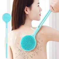 1Pc Silicone Long Handle Bath Brush Double-Sided Shower Exfoliating Brush Body Scrub Back Massage Brushes Bathroom Accessories 1
