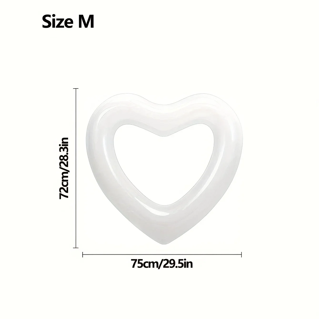 White Swimming Ring, Heart Shaped Sequin Swimming Ring Extra Large, Suitable for Pool Party, Leisure Water Toys