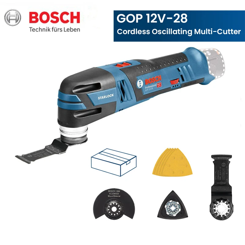 

Bosch Professional Cordless Oscillating Multitools for Cutting Grinding 12V Battery Multi-cutter with Accessories GOP 12 V-28