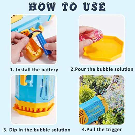 Bubbles Machine 69 Holes Bubble Gun Rocket Gun Launcher Shape Automatic Blower Soap Toys For Kids Children Gift Pomperos Toys 4