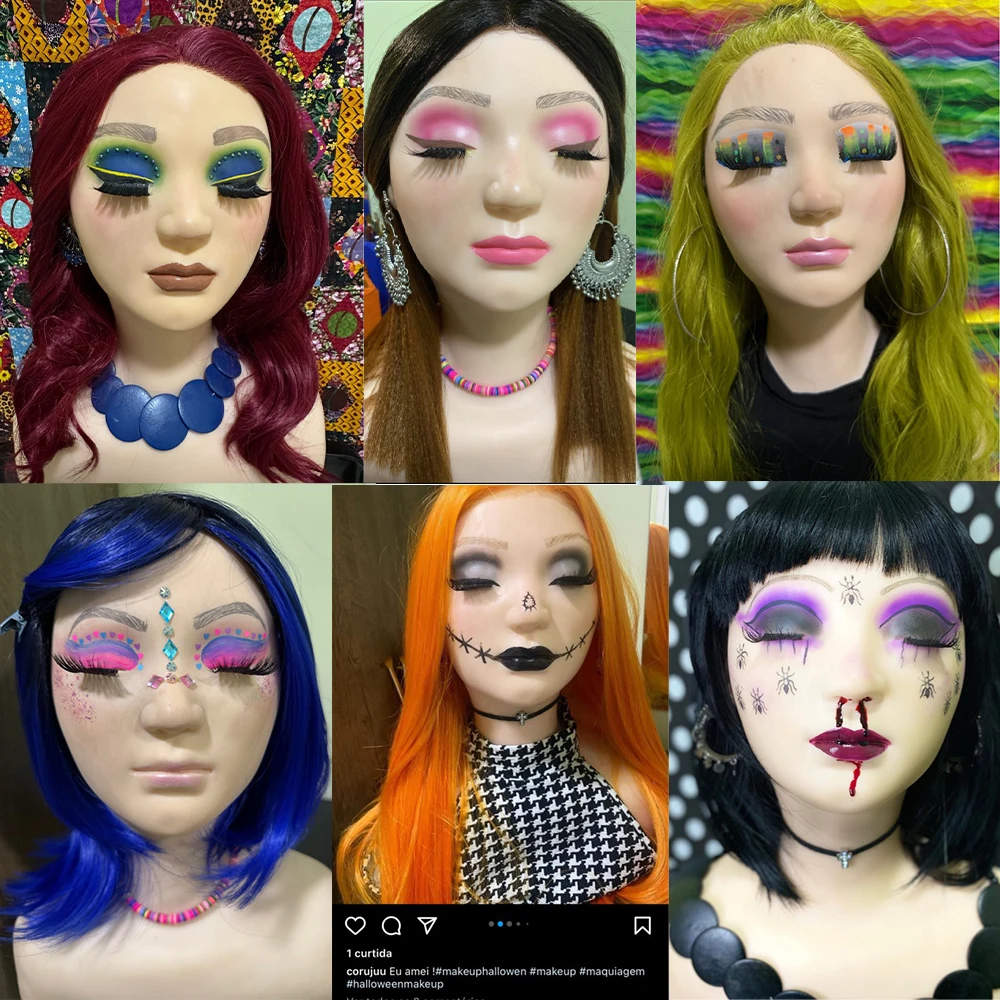 Tête de Mannequin demi-corps en Silicone souple pour la cosmétologie, pour le maquillage, la greffe, la conception des sourcils, la pratique du Massage, la peinture du visage, modèle