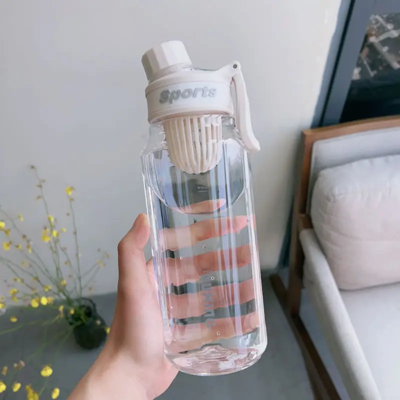 Sports Water Bottle with Tea Filter Large Capacity Transparent Bottle Plastic Cup Outdoor Travel Gym Fitness Water Bottle