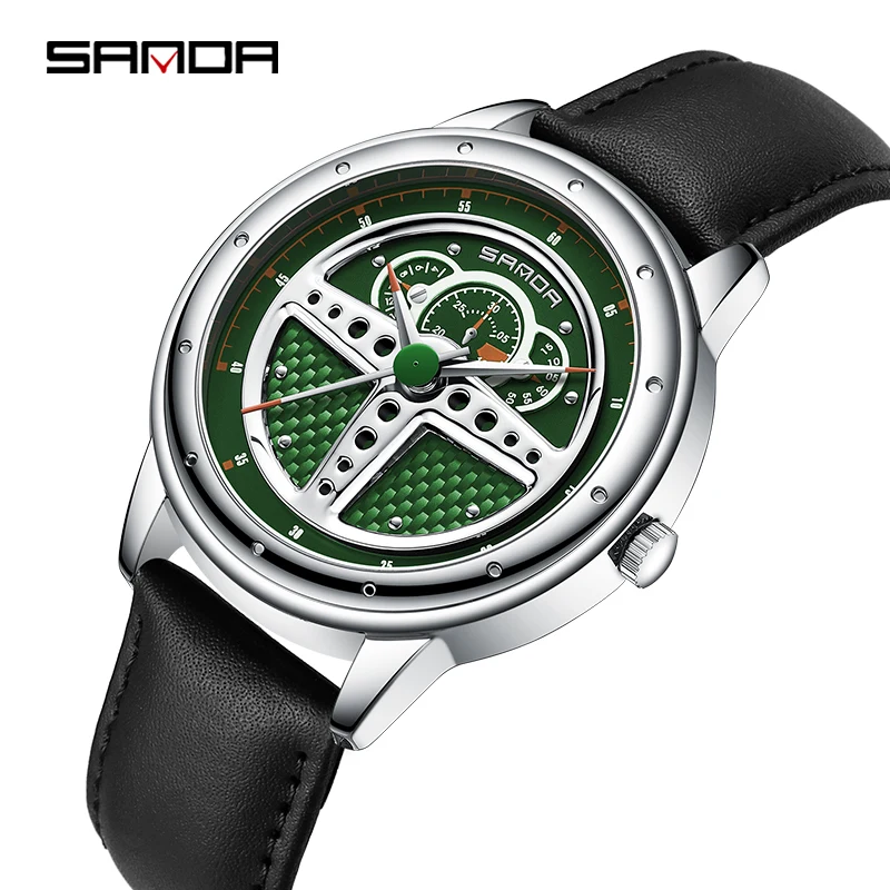 

Top Brand Luxury Mens Watches Car Steering Wheel 3D Model Waterproof Stainless Steel Watch Quartz Men Business Wristwatch