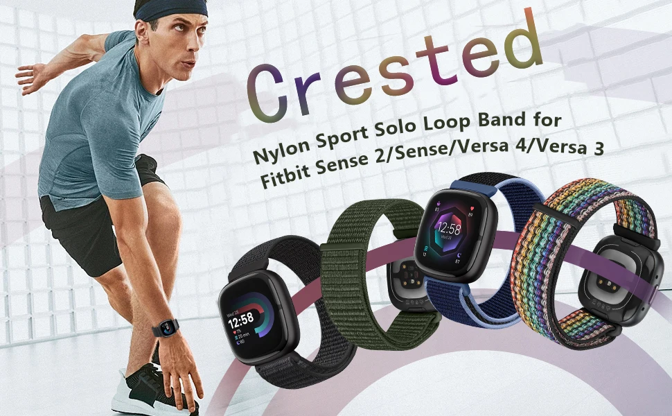 Armband für Fitbit Versa 3 4-Band-Zubehör, Nylon-Schlaufen-Ersatz, atmungsaktiver Sportgürtel, Correa-Armband, Fitbit Sense 2-Band – Detail 1
