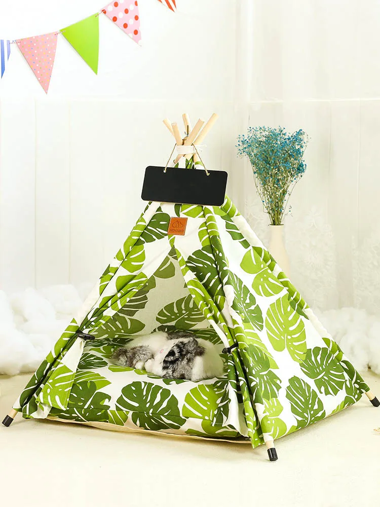 Title 3, Dog Teepee, Cat Tent Teepee with Thick Cushion ...