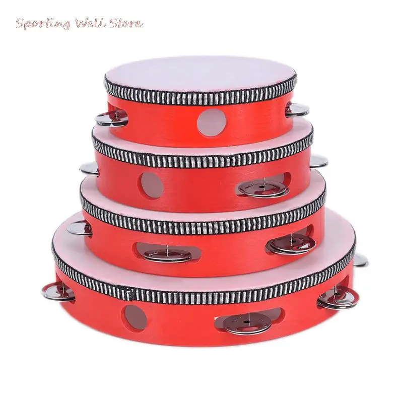 Hand Tambourine 6" Musical Instruments Tambourine Drum Children Educational Round Percussion For KTV Party Dancing Toys