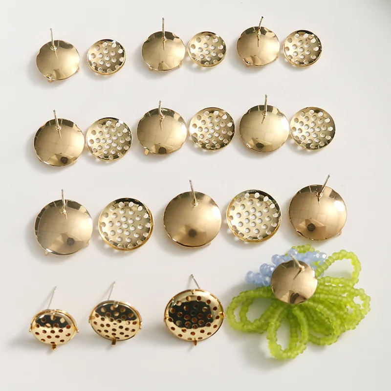 

10 шт. прочные высококачественные Медные выпуклые серьги-гвоздики с золотым покрытием