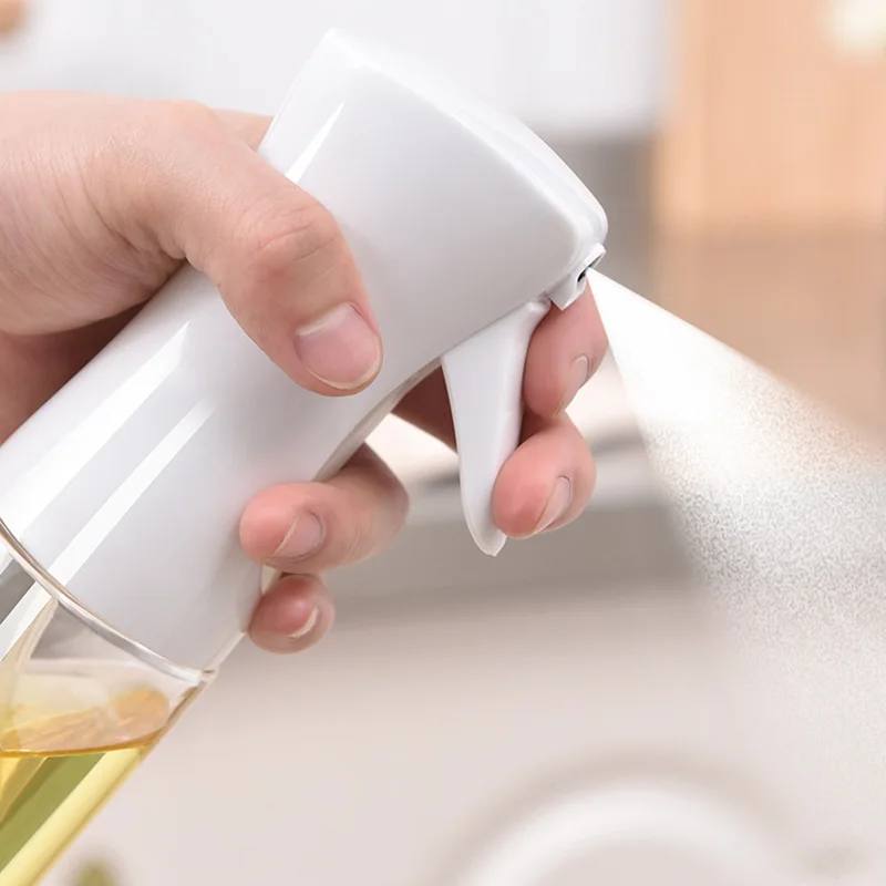 Kitchen glass spray bottle edible oil glass bottle air fryer press atomizing spray pot