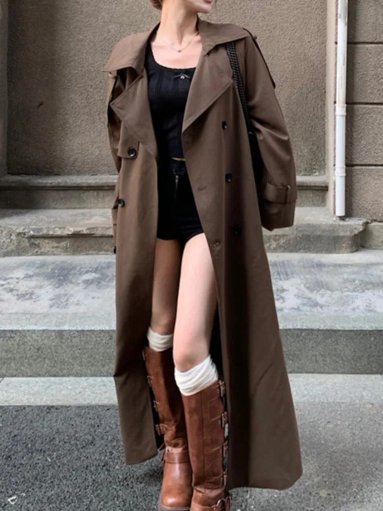 

Streetwear Loose Casual Long Trench Coat Women Fashion Korean Elegant Outerwear Windbreaker Double Breasted Female Overcoat
