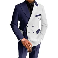 Fashion Style 2 Piece Wedding Men Suits Slim Fit Double Breasted Blazer Pants Formal Business Groom Wear Tuxedos Costume Homme