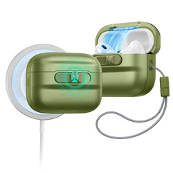 Premium MagSafe Protective Earphone Case with Lanyard (B - green)