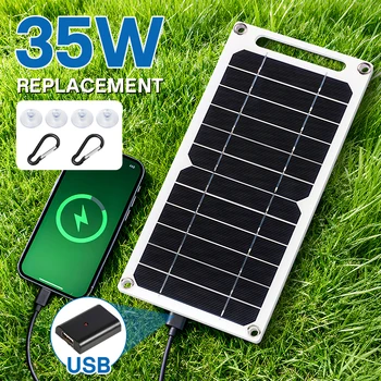 Pannello solare portatile Sunpower da 35 W Piastra solare da 5 V con caricatore stabilizzato sicuro USB per telefono Power Bank Campeggio esterno Casa RV