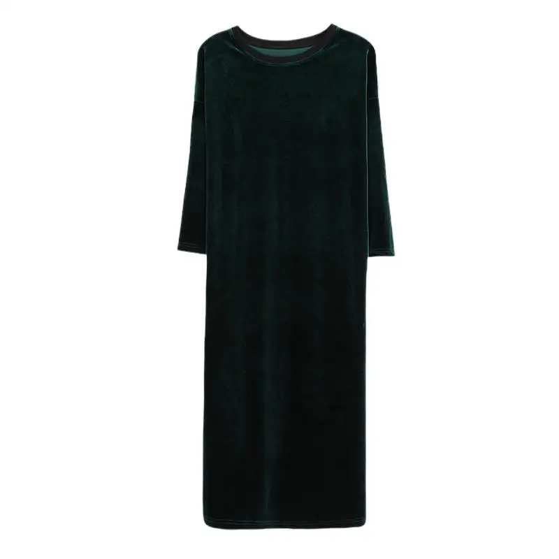 

2024 Autumn Vintage Velvet Dress Women Three Quarter Sleeve O-Neck Slim Elegant Midi Dress 10 Colors Vestidos de fiesta