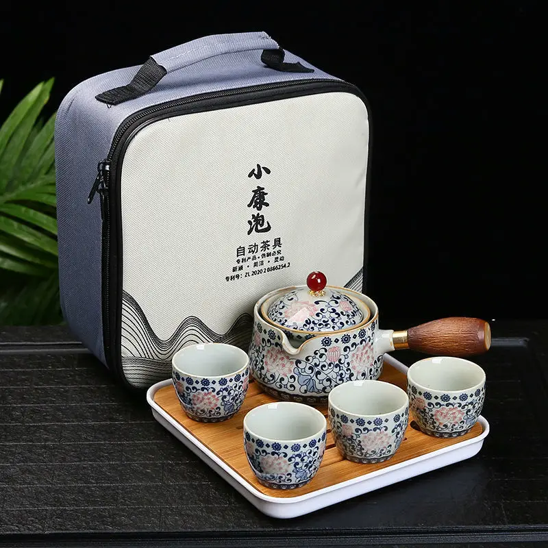 アウトドア茶器 19 スタイル中国カンフー茶セット旅行茶セットセラミック
