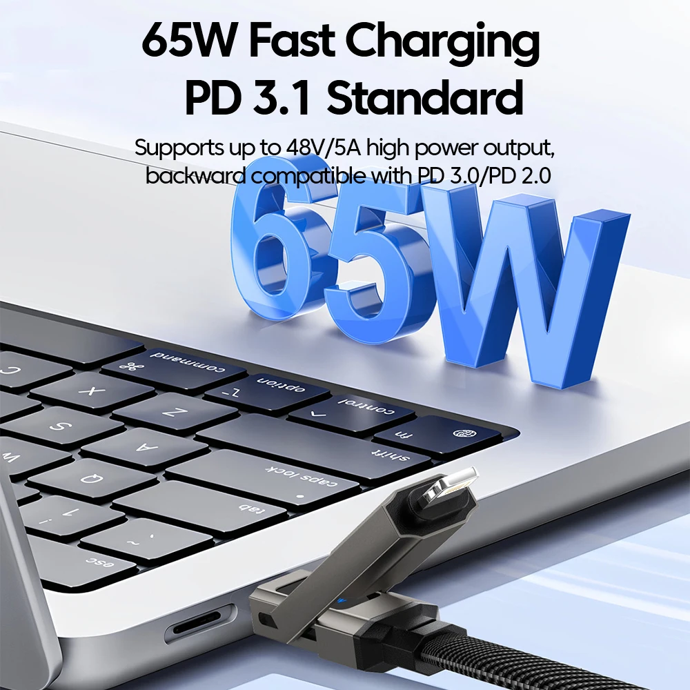 รูปสินค้า สายชาร์จเร็ว 65W จอแสดงผล 4 in 1 พกพาสะดวก