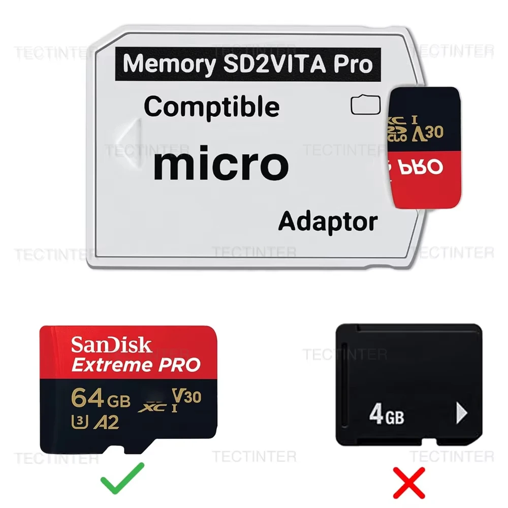 PSVita SD2VITA 6.0 마이크로 메모리 카드 어댑터 (PS Vita 1000 2000 헨카쿠 3.65 시스템용) SD 게임 카드 슬롯 컨버터