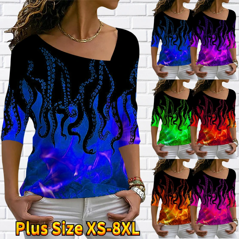 

Autumn Winter Everyday Sexy V-neck Loose Long Sleeve Autumn Street Fashion Casual Floral Print T-shirt Ladies Vintage Print Tops
