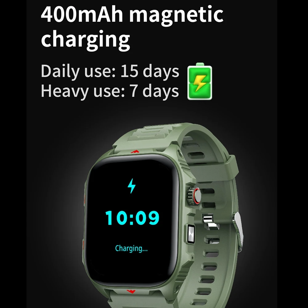 2026 New Outdoor Rugged Sports Men's Smartwatch IP68 Waterproof Watch 400 mAh Battery Smart Watch Android iOS