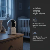 Caméra de surveillance WiFi ARCCTV 2K pour bébé, caméra de sécurité HD avec conversation bidirectionnelle, vision nocturne IR, caméra PT 360° °   Suivi automatique 7
