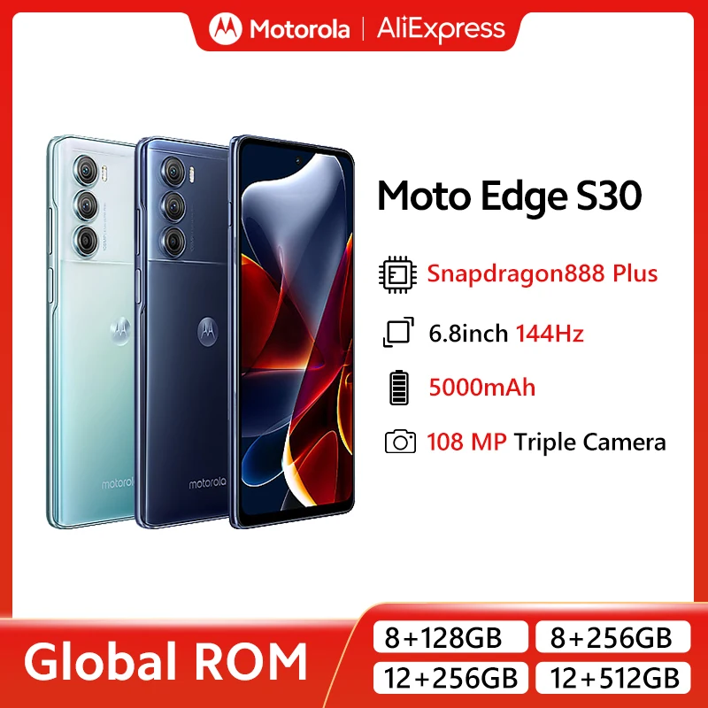  Global ROM Motorola MOTO Edge S30 5G Mobile Phone Snapdragon 888 Plus 6.8'' FHD+ 144Hz Screen Smartphone 108MP Camera 5000mAh 