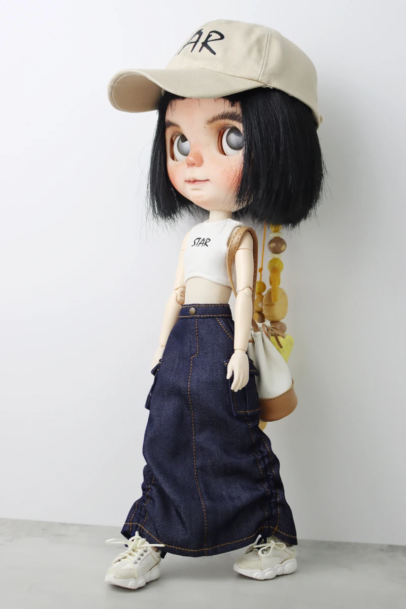 For Blythe Doll Jeans Coat for Ob24 Ob22 Azone Dolls Clothes Denim Jacket