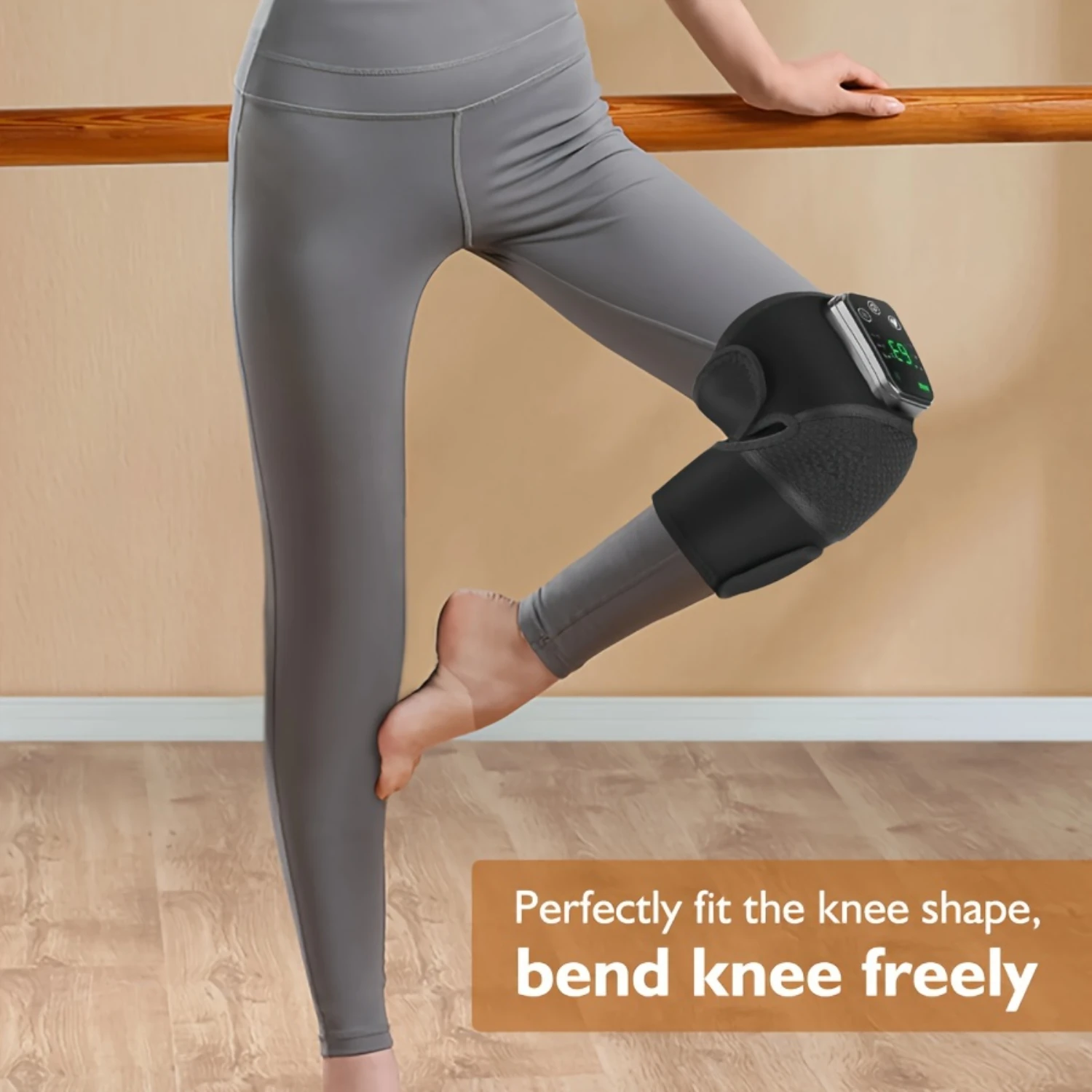 Knee Massager Brace-Vibration Therapy, LED Controller & Adjustable Support Belt