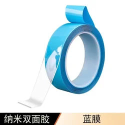Enhanced Waterproof Transparent Nano Double Sided Tape - Reusable Extra Strength Home Adhesive - 5m (Blue)