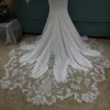 Mryarce Luxury Lace Crepe Wedding Dress Sexy Spaghetti Straps Long Train Bridal Gowns 3