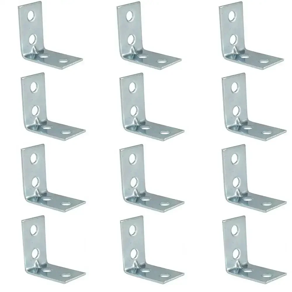 12pcs L-Shaped วงเล็บมุมโลหะวงเล็บมุมลิ้นชักชั้นวาง Wall Bracket ยึดมุมขวามุมรั้งเฟอร์นิเจอร์ฮาร์ดแวร์ 1