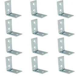 Set of 12 L - Shaped Metal Corner Brackets for Furniture and Shelves (12pcs)