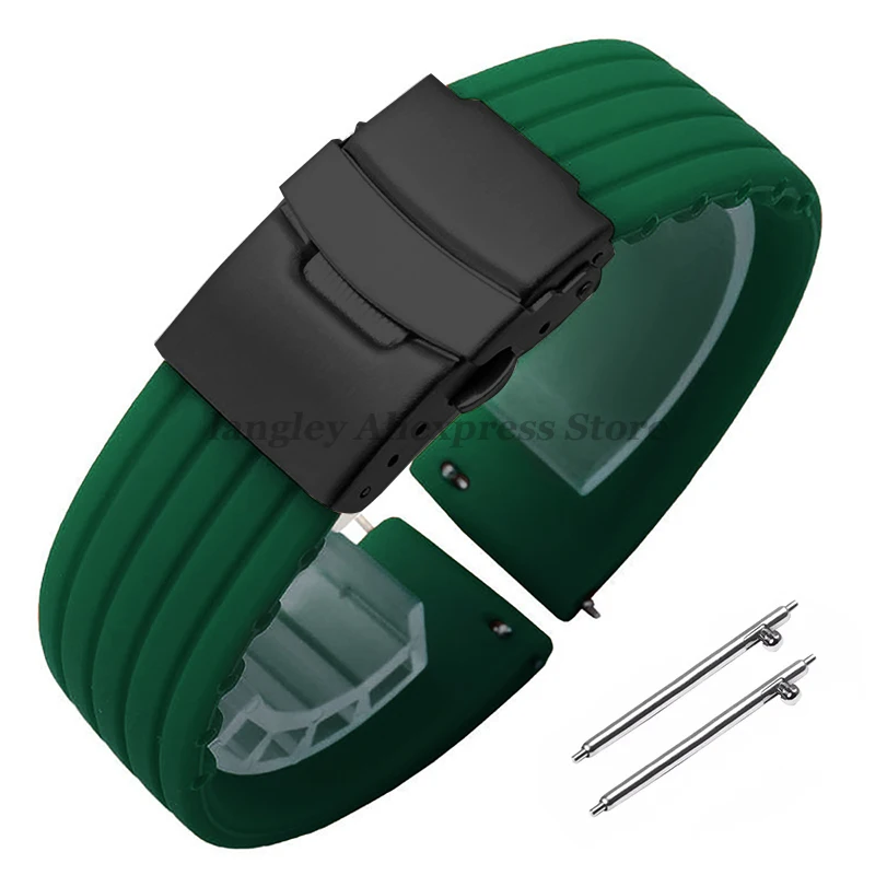 thumbnail image 1 of Correa de reloj de silicona de liberación rápida de 18 mm, 20 mm, 22 mm y 24 mm para Huawei Watch Gt2/3/4 de 46 mm para Fossil y Seiko, correas deportivas de goma, 1 of 5