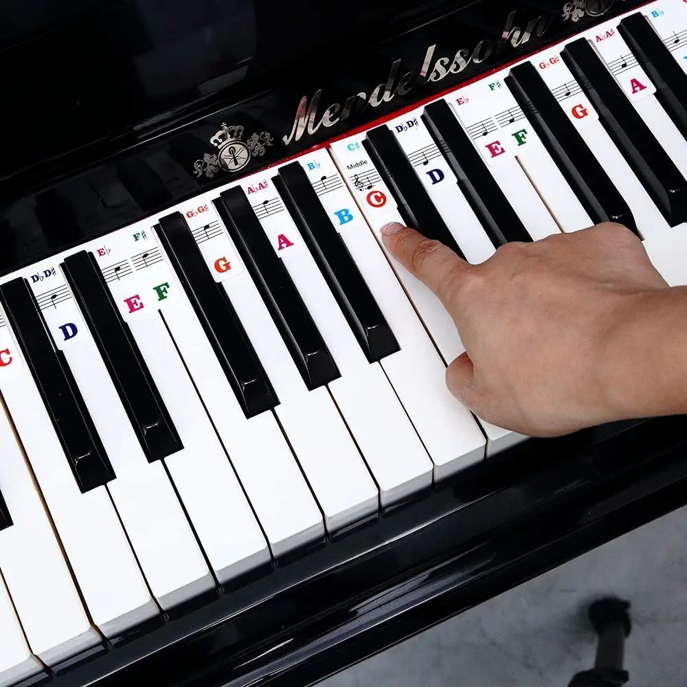 Étiquettes de clavier de piano amovibles, autocollants pour clavier de  piano, autocollants réutilisables en silicone avec 88 touches pour  débutants