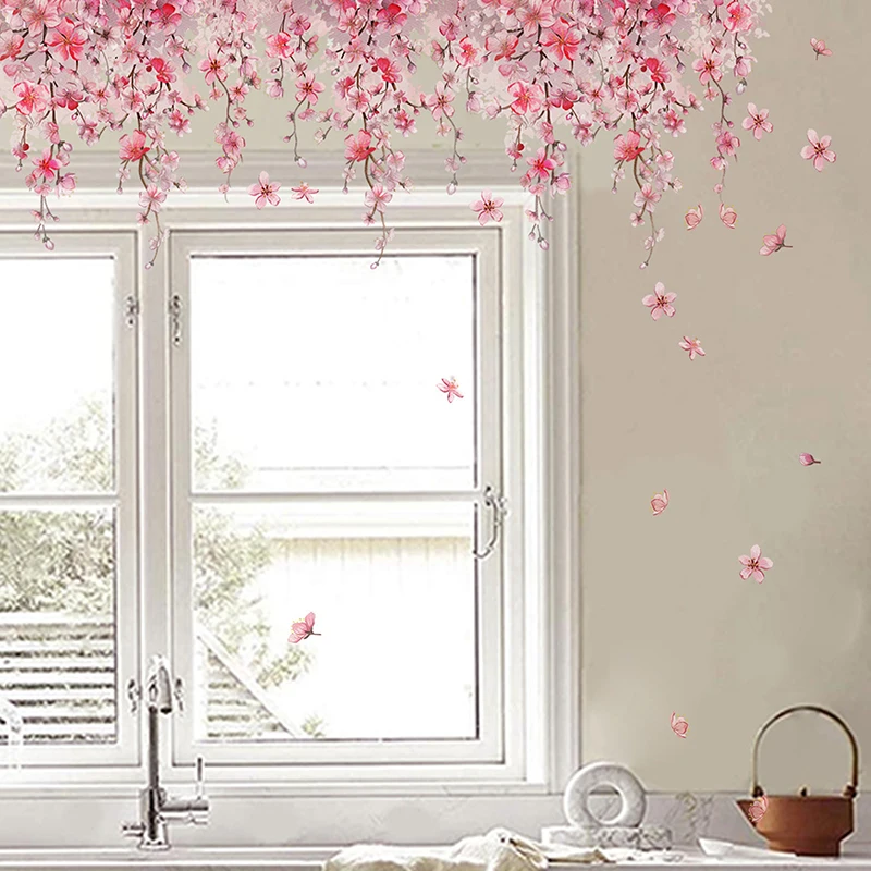Vine flower Wall Stickers Self-adhesive Background Decorative Wallpaper Living Room Kitchen Bedroom