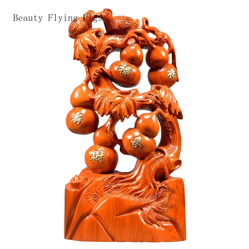 

30CM Classical and creative solid wood carving gourd decorations, home living room root carving decorations,mahogany handicrafts