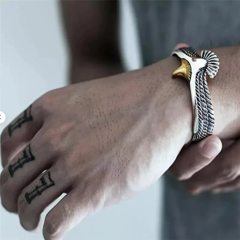 Bangle Bracelet Creative Vintage Eagle Bangle Bracelet Domineering Eagle Feather Open Adjustable Bangles Bracelets Accessories for Men Women
