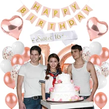

Adult Anniversary Party Supplies 16th Birthday Party Decorations 16 Years Birthday Foil Number Balloons Confetti Helium Ballons