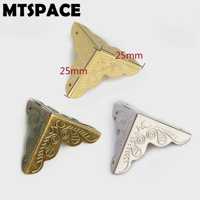 10pcs/Set Classical Jewelry Box Corner Foot Wooden Case Corner Protector Bronze Gold Tone Flower Pattern Carved Brackets