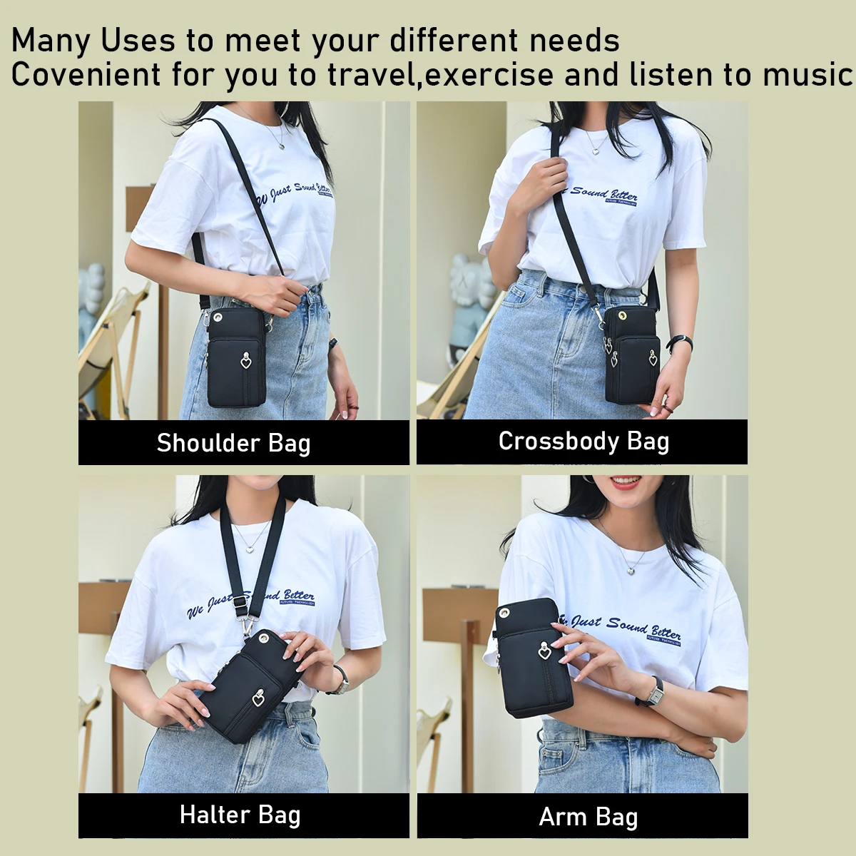 Universal Mobile Phone Bag For Samsung/iPhone/Huawei/HTC/LG Case Wallet Outdoor Sport Arm Purse Shoulder Bag Women Phone Pouch