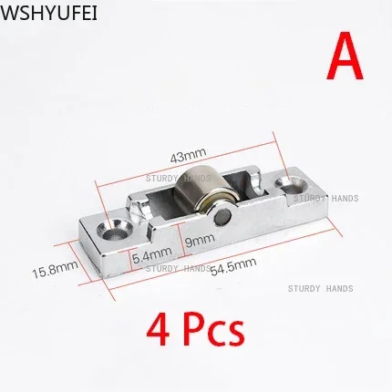 4pcs/set Sliding Doors and Window Rollers Zinc Alloy Single Wheel Pulley Sliding Rail Door Accessories Furniture Hardware