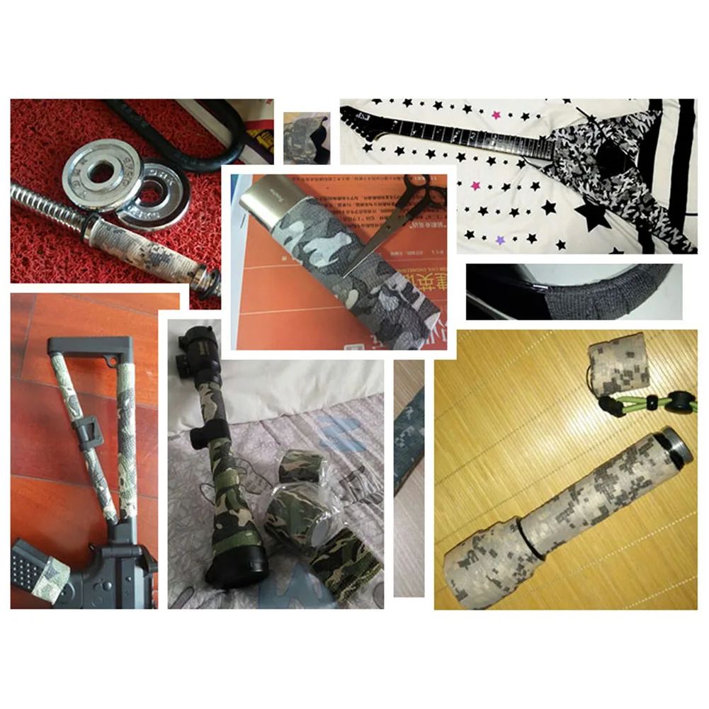 4.5m Camouflage Tape Hunt Disguise Elastoplast Self Adhesive Sports Athletic Bandage Camera Flashlight Disguise Wrap