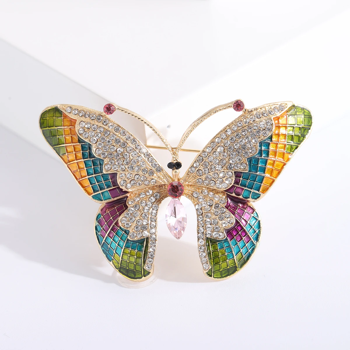 Rhinestone Butterfly Brooches for Women Unisex Enamel Insect Pins Banquet Party Backpack Gifts Jewelry Accessories