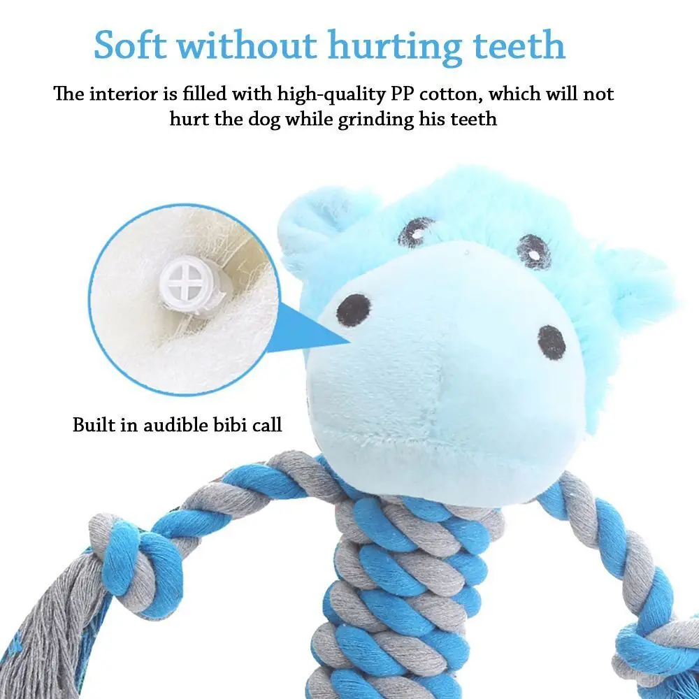 Pet Dog Squeaky Toy For Small Meduim Dogs Soft Plush Chew Stuffed Animal Shape Bite Resistant Dog Cotton Rope Toys Pets Supplies 4