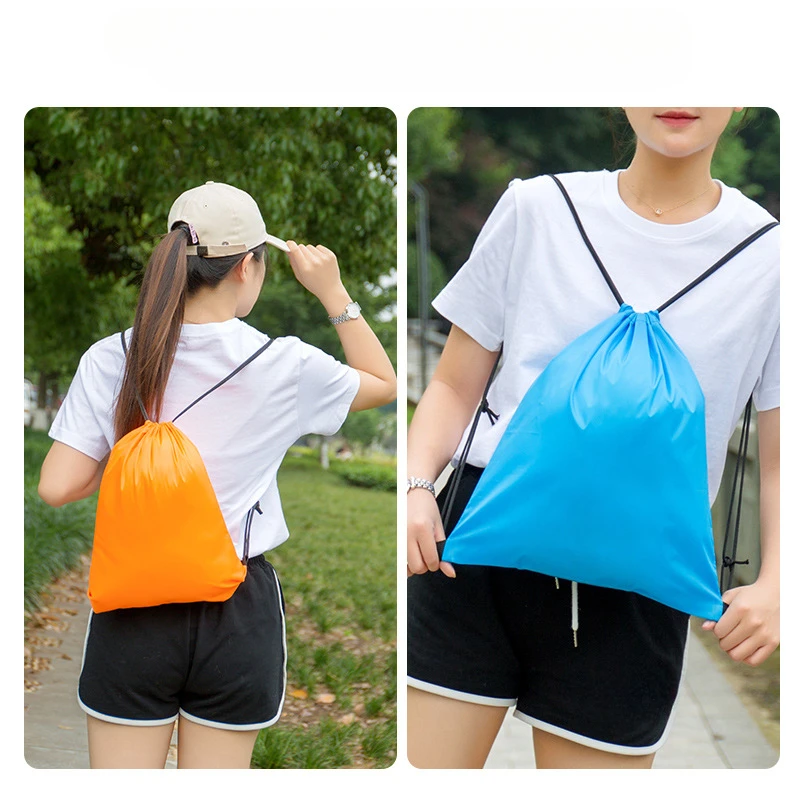 Waterproof Drawstring Storage Bags Polyester Portable Foldable Reusable Backpack Travel Sundries Organizer Pocket